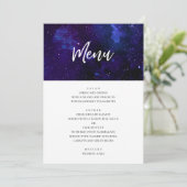 Menu Dîner de mariage spatial. Étoiles de nuit. Marine (Debout devant)