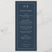Menu Dîner de monogramme de mariage classique (Devant)