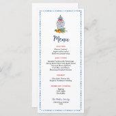 Menu Dîner de Noël bleu et blanc Ginger Jar (Devant / Derrière)