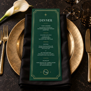 Menu Dîner de Noël en smoking vert émeraude et or