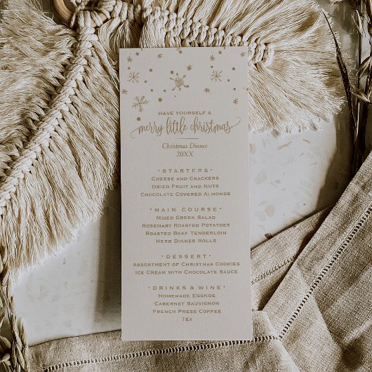 Menu Dîner de Noël Gold et Ivy Snowflake