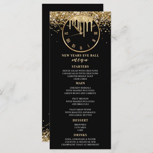 Menu Dîner De Nouvel An (Devant / Derrière)