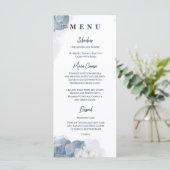 Menu Dîner de réception de mariage romantique bleu pous (Debout devant)