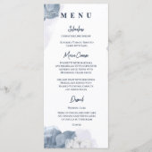 Menu Dîner de réception de mariage romantique bleu pous (Devant)