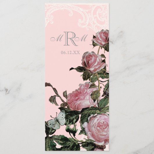 Menu Dîner De Réception Formel, Trellis Rose Vinta (Dos)