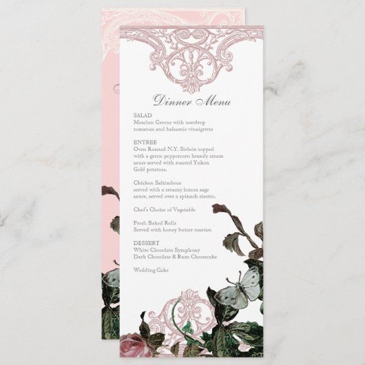 Menu Dîner De Réception Formel, Trellis Rose Vinta (Devant / Derrière)