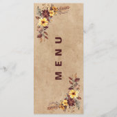 Menu Dîner de réception Mariage de automne jaune Bourgo (Dos)