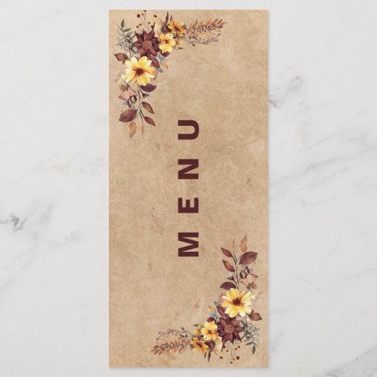 Menu Dîner de réception Mariage de automne jaune Bourgo (Dos)