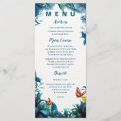 Menu Dîner de réception Papillon à Feuillage Bleu Vert  (Devant)