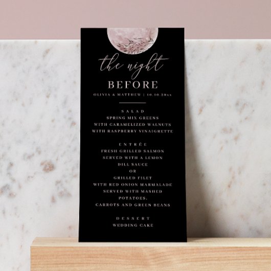 Menu Dîner de répétition de la Lune noire | La nuit pré
