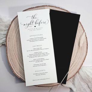 Menu Dîner de répétition de mariage de calligraphie élé