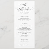 Menu Dîner de répétition de mariage de calligraphie élé (Devant)