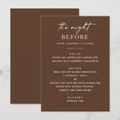 Menu Dîner de répétition écriture moderne marron chocol (Devant / Derrière)