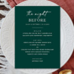Menu Dîner de répétition Emerald Green | Nuit avant<br><div class="desc">Faites une déclaration audacieuse à "The Night Before" avec ce menu vert émeraude pour le dîner de répétition. Doté d'un riche ton de bijou arrière - plan et d'une typographie moderne minimaliste, ce design ajoute du raffinement à votre célébration pré-mariage. Idéal pour les mariages d'hiver ou de formation. L'Emerald est...</div>