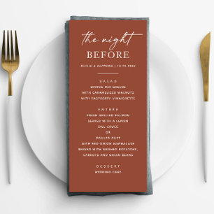 Menu Dîner de répétition en terre cuite La nuit d'aut