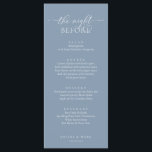 Menu Dîner de répétition mariage, bleu romantique Dusty<br><div class="desc">Dîner de répétition mariage,  Romantique Dusty Blue La nuit précédant le menu. Customisez facilement et personnalisez-vous selon vos besoins,  et vos invités de dîner seront ravis quand ils verront ce menu de dîner parfait et élégant.</div>