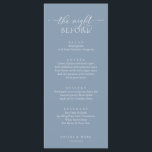 Menu Dîner de répétition mariage, bleu romantique Dusty<br><div class="desc">Dîner de répétition mariage,  Romantique Dusty Blue La nuit précédant le menu. Customisez facilement et personnalisez-vous selon vos besoins,  et vos invités de dîner seront ravis quand ils verront ce menu de dîner parfait et élégant.</div>