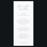 Menu Dîner de répétition mariage, bleu romantique Dusty<br><div class="desc">Dîner de répétition mariage,  Romantique Dusty Blue La nuit précédant le menu. Customisez facilement et personnalisez-vous selon vos besoins,  et vos invités de dîner seront ravis quand ils verront ce menu de dîner parfait et élégant.</div>