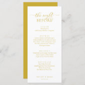 Menu Dîner de répétition mariage, Or Jaune Romantique (Devant / Derrière)