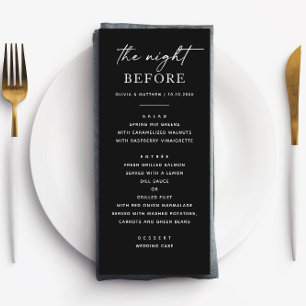 Menu Dîner de répétition noir élégant   Minimaliste mod