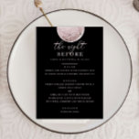 Menu Dîner de répétition noire | Lune blanche rose douc<br><div class="desc">Apportez une élégance audacieuse et un charme mystique à votre dîner de répétition avec cette carte céleste. Doté d'une lune douce et brillante, face à un riche arrière - plan noir, ce design allie sophistication moderne et romantisme cosmique. Parfait pour la nuit avant les célébrations avec une ambiance humoristique, spirituelle...</div>