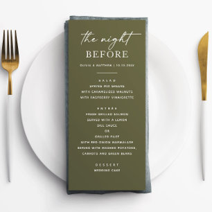 Menu Dîner de répétition vert olive Nuit rustique ava