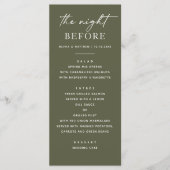 Menu Dîner de répétition vert olive | Nuit rustique ava (Devant)