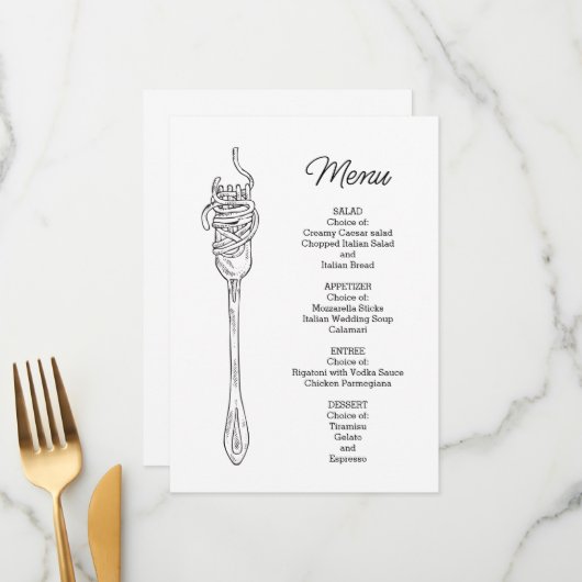 Menu Dîner de Spaghetti (Devant/Arrière en situation)