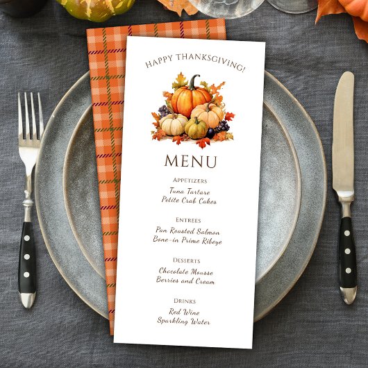 Menu Dîner de Thanksgiving Citrouille