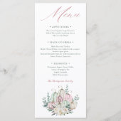 Menu Dîner de Thanksgiving Citrouille Florale d'Automne (Devant)