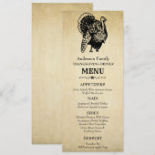 Menu Dîner de Thanksgiving de dinde vintage (Devant / Derrière)