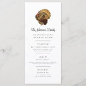 Menu Dîner de Thanksgiving familial vintage de dinde (Devant)