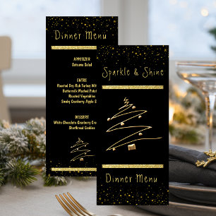 Menu Dîner de vacances Gold et Black Modern