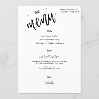 Menu Dîner d'événement Simple Minimaliste Script Mariag