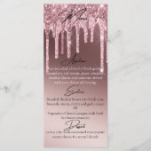 Menu Dîner élégant personnalisé avec rose gold foncé et (Devant)