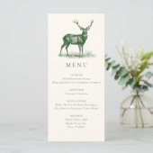Menu Dîner élégant rustique cerf biche automne vert cha (Debout devant)