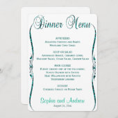 Menu Diner | Elegante Blauwgroen glitter (Voorkant / Achterkant)