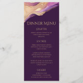 Menu Dîner et bar Mariage moderne violet et or (Devant)