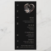 Menu Dîner et Bar Menu-Coeur rose moderne avec Fleurs (Dos)