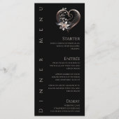 Menu Dîner et Bar Menu-Coeur rose moderne avec Fleurs (Devant)