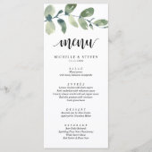 Menu Dîner Eucalyptus Mariage Elopement (Devant)