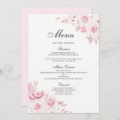 Menu Dîner Fiançailles Mariage rose pâle Menu (Devant / Derrière)