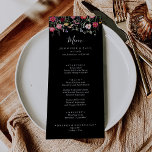 Menu Dîner Fleur sauvage Jardin Multicolore<br><div class="desc">Cette carte de dîner fleur sauvage multicolore du jardin est parfaite pour un mariage rustique. Le design présente un assortiment multicolore de fleurs sauvages roses, rousses, violettes, jaunes, blanches, violettes, rouges, bordeaux dans un arrière - plan noir. Ce menu peut être utilisé pour une réception de mariage, un dîner de...</div>
