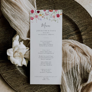 Menu Dîner Fleur sauvage Multicolore Simple