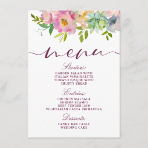 Menu Dîner Floral Chic Blooming Menthe & Rose Blush
