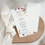 Menu Dîner floral classique et sauvage<br><div class="desc">Cette carte classique de dîner floral et sauvage est parfaite pour un mariage tropical. Le design est composé de fleurs sauvages rose, violet, jaune, bordeaux, marine et bleu dessinées à la main, disposées dans de belles formes. Ce menu peut être utilisé pour une réception de mariage, un dîner de répétition,...</div>