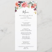 Menu Dîner floral d'été coloré tropical (Devant)