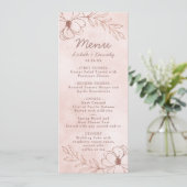 Menu Dîner Floral Pink & Rose Gold Foil (Debout devant)