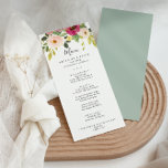 Menu Dîner Floral Rose Pink<br><div class="desc">Cette carte à la carte à la décoration fleurie et rose verdoyante est parfaite pour un mariage moderne. Le design présente des peintures à la main de magnifiques pivoines roses, rousses et jaunes avec feuillage vert. Ce menu peut être utilisé pour une réception de mariage, un dîner de répétition, une...</div>