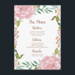 Menu Dîner Floral Vintage Dusty Rose Rose<br><div class="desc">Alluring Rose Vintage Dusty Rose Floral Aquarelle Elégant design de fleurs avec des accents rose, feuille, bourgeons, Foliage et doré rose. Couleurs douces et subtiles, rose roux, vert, menthe et pêche pastel. Un cottage chic look parfait pour un mariage de printemps, d'été ou de jardin dans votre maison, ferme ou...</div>